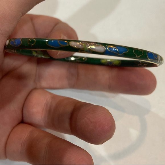 Vintage Cloisonné Bracelet Green Yellow Blue Eggshell Good Condition Rare - Picture 6 of 10